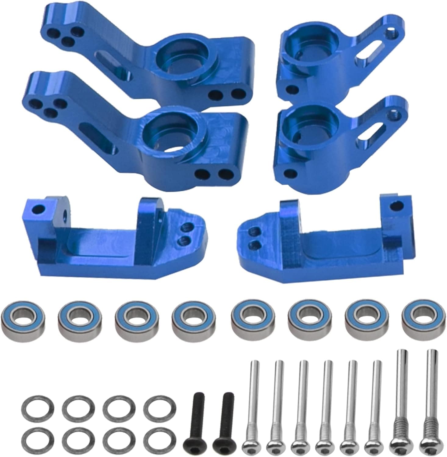 Vgoohobby Metal Rear Stub Axle Carriers, C-Hubs Caster Blocks, Steering Blocks Compatible with 1/10 Traxxas Slash 2WD Stampede 2WD Rustler 2WD Nitro Slash RC Car Upgrade Part #3752 3736 3632 (Blue)