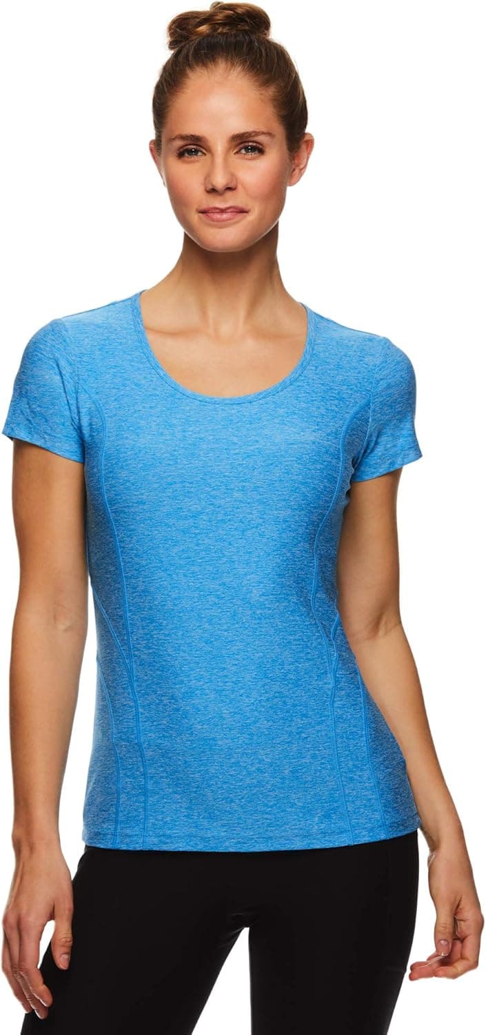 Reebok Women's Gym & Workout T-Shirt - Dynamic Fitted Performance Short Sleeve Athletic Top - Dyna Blithe Heather, Small