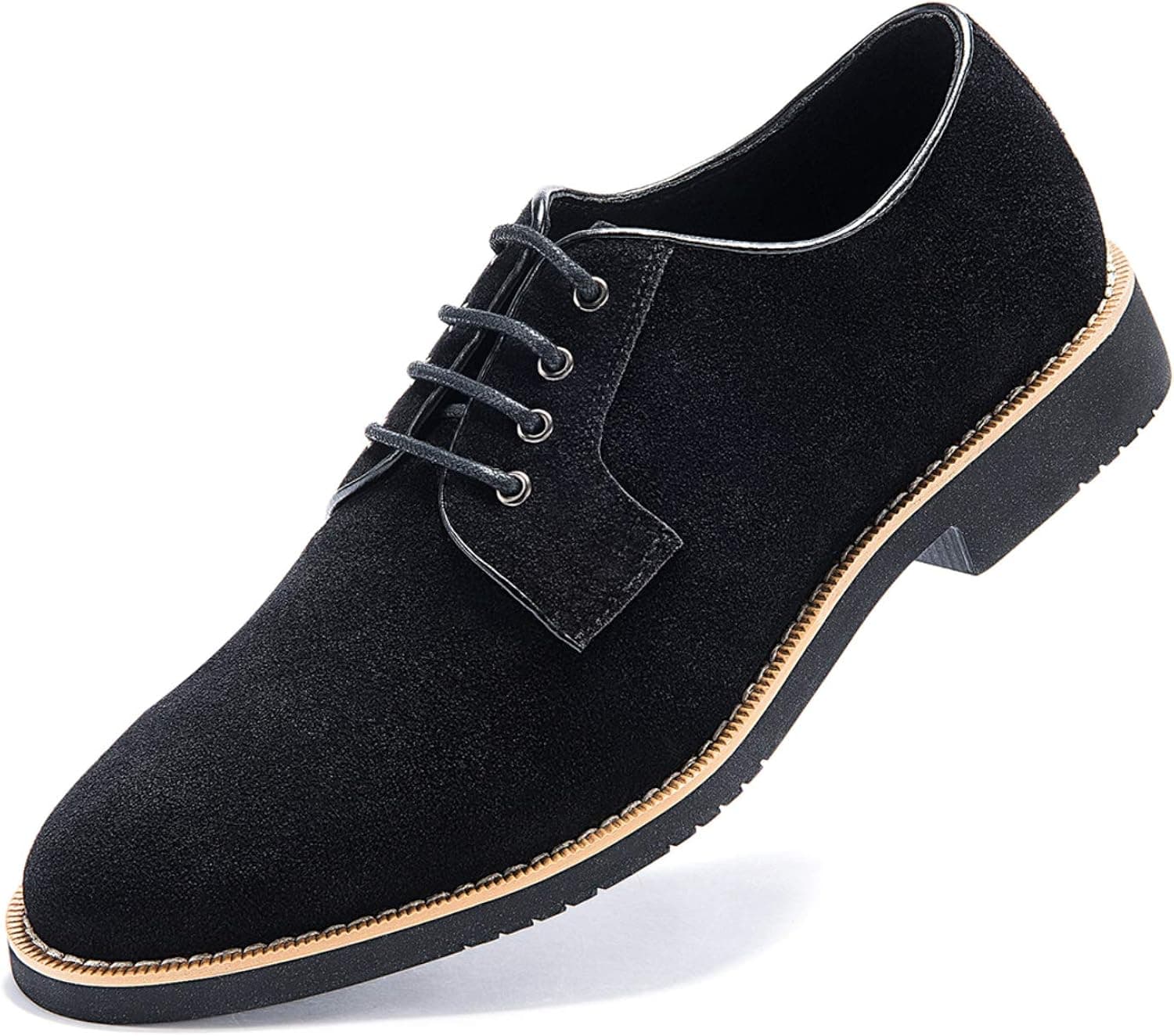 GOLAIMAN Men's Suede Dress Shoes Casual Lace up Oxford Shoes Black 12 D (M) US