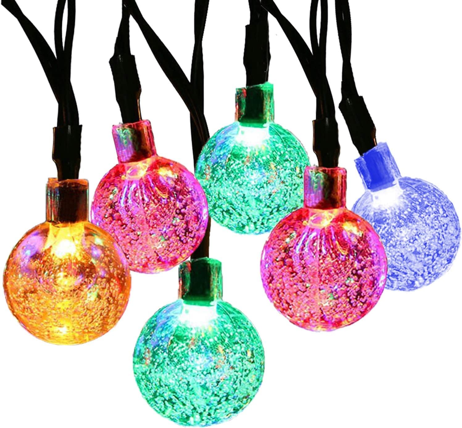 SUPSOO Solar String Light 20ft 30 LED Crystal Ball Waterproof String Lights Solar Powered Lighting for 8 Modes Lighting for Patio,Lawn,Garden,Wedding,Party,Christmas Decorations(Multi-Color)