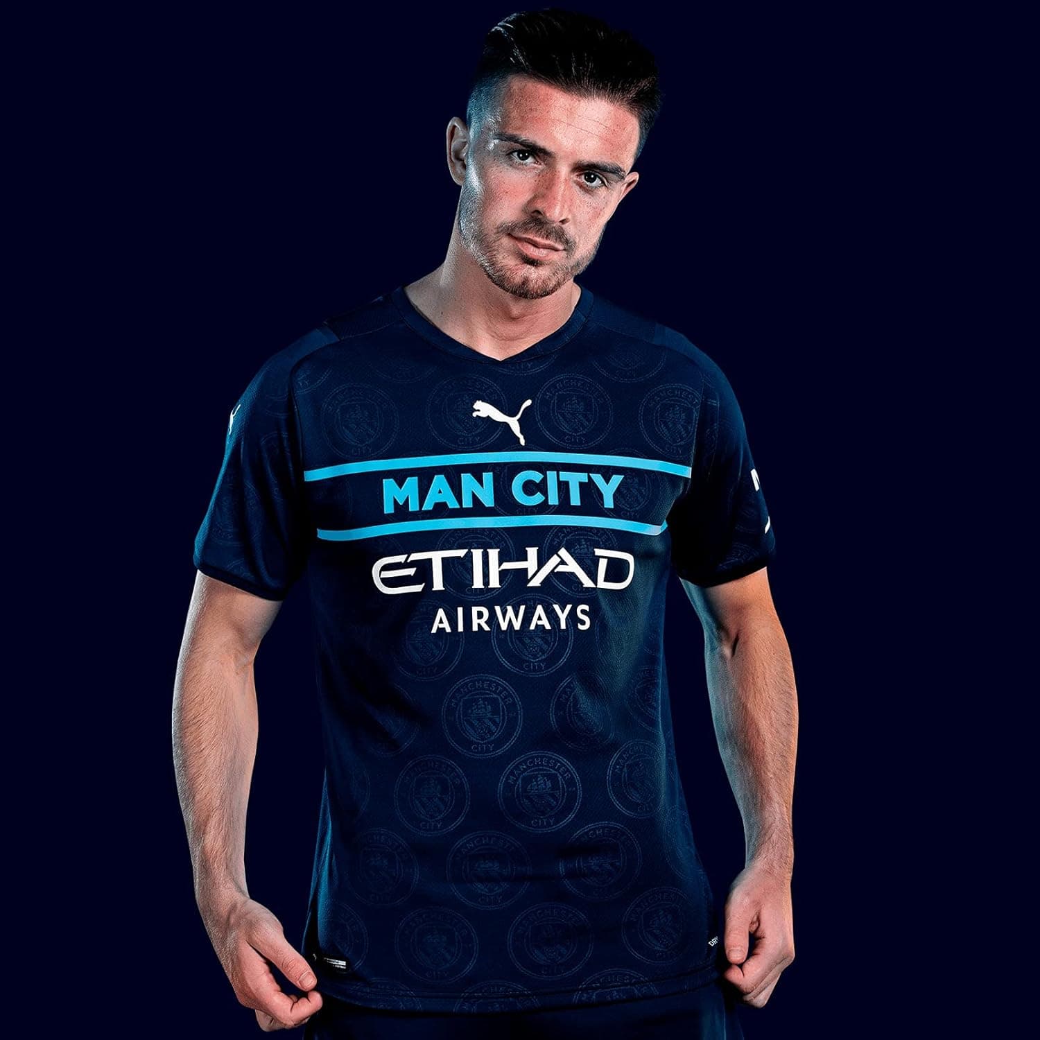 PUMA 2021-2022 Manchester Blues Authentic Third Football Soccer T-Shirt Jersey