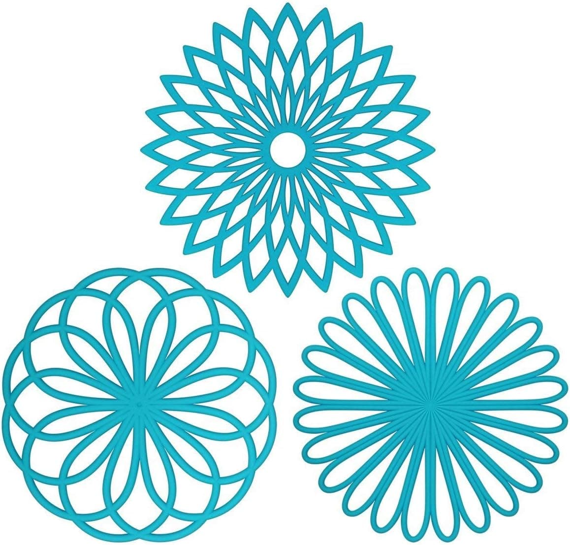 ME.FAN Silicone Trivet - Trivet Mat - Kitchen Hot Pads for Pots/Hot Dish Insulated Teapot Trivet Flexible Durable Non Slip Large Coasters 3 Set Light Blue