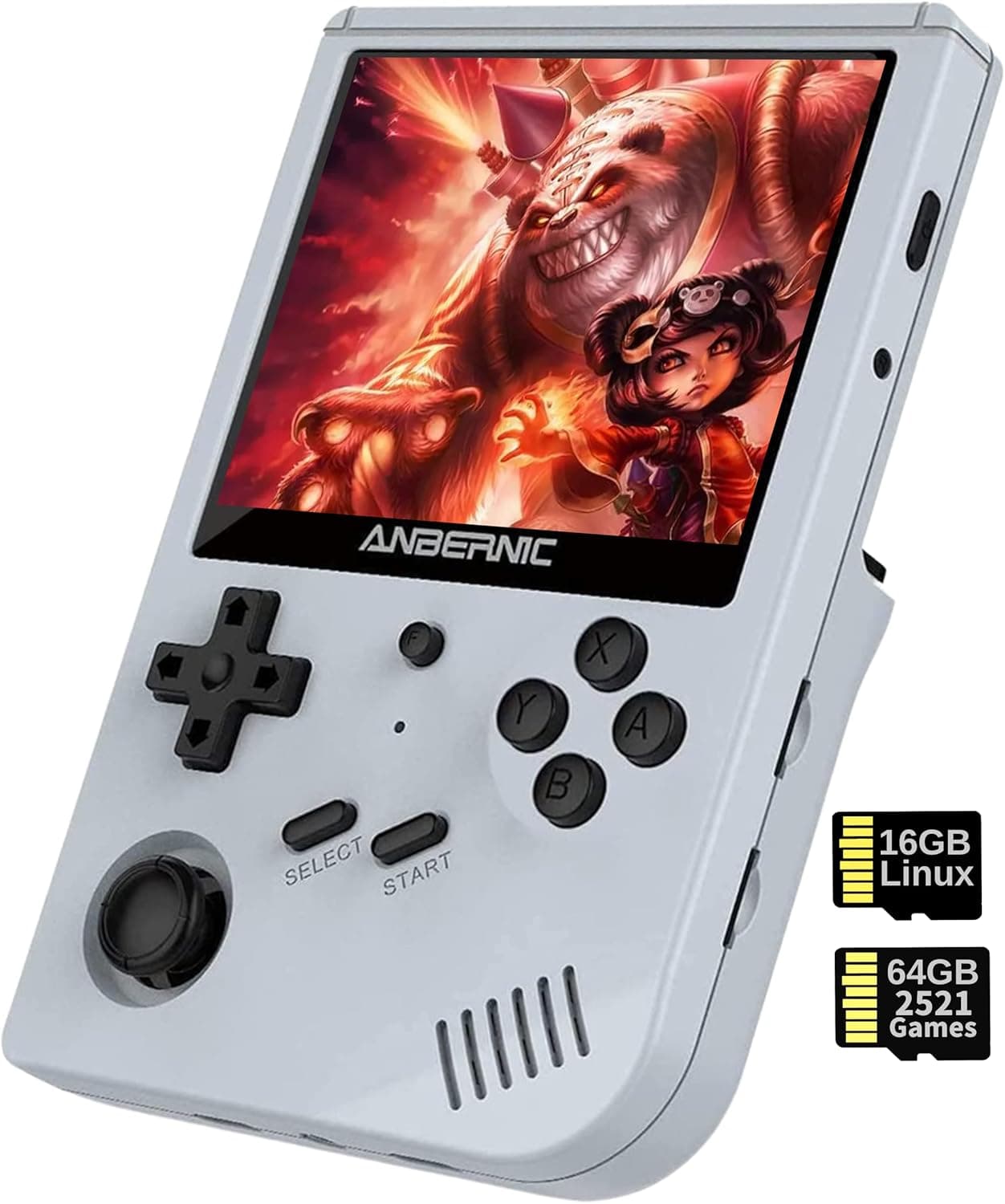 RG351V Handheld Game Console 64G TF Card, Open Source System with WiFi Online Sparring 2500 Classic Games Support PSP / PS1 / N64 / NDS 3.5inch IPS Screen Retro Game Console