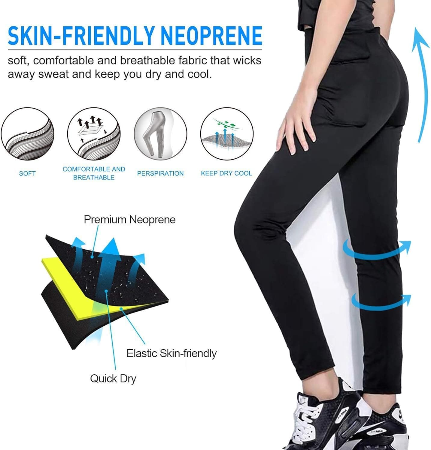 SHENGMI Neoprene Sweat Pants for Weight Loss,Sauna Suit for Women,Boxing Gym Sweat Pants Workout