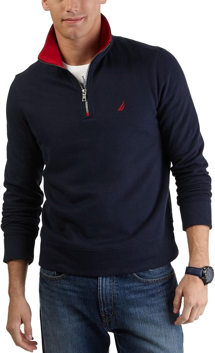 Nautica Men's Solid Quarter-Zip Sweater