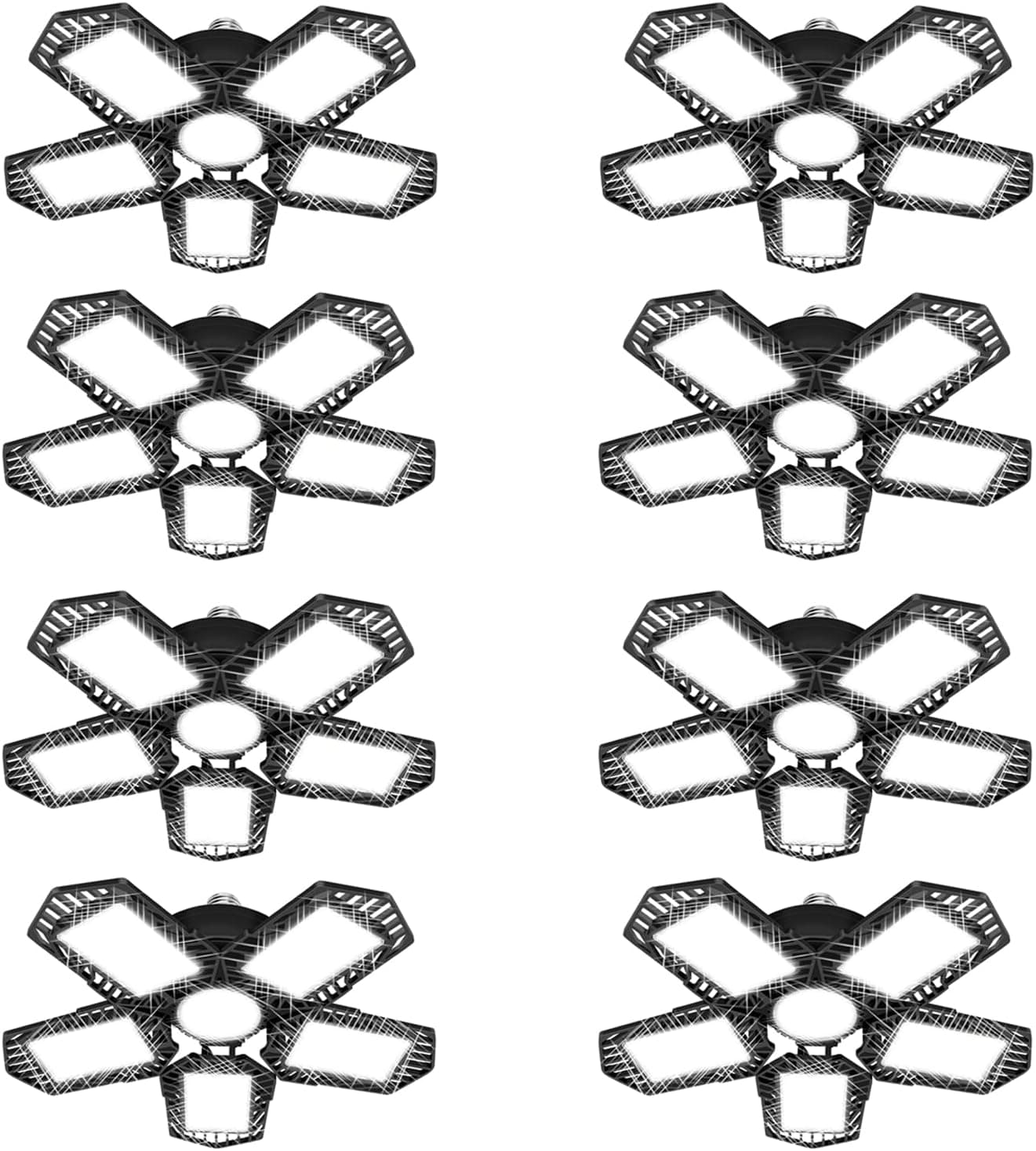 LED Garage Lights 160W 16000LM Garage Lighting, 6500K Three-Leaf Deformable LED Garage Lighting Fixture with Adjustable Multi-Position Panels, Easy-Installation LED Lights Best for Garage, Workshop