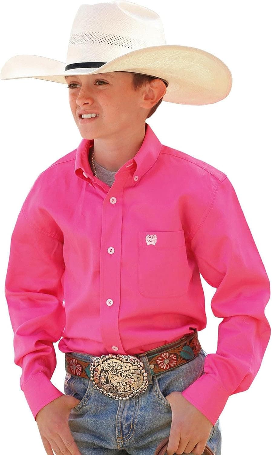 Cinch Boys' Big Classic Fit Long Sleeve Button One Open Pocket Solid