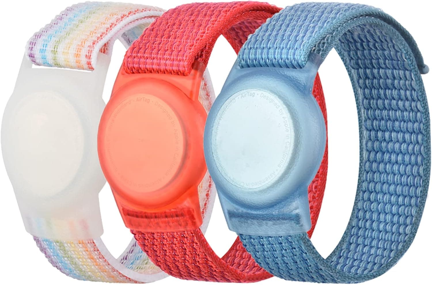 3 Pack Wristband for Airtag Kids, Nylon Bracelet for Apple Air Tag Anti Lost GPS Tracker Holder with Protective Case Strap for Children, Adjustable Watch Band for Toddlers Girls Boys Elders
