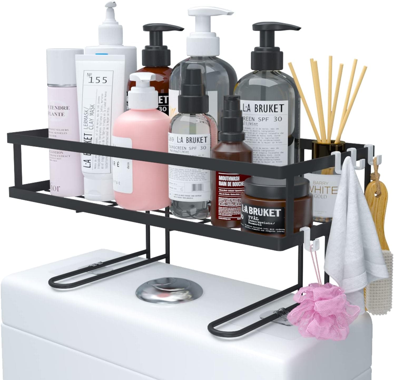 Sywhitta Over The Toilet Storage Shelf,Bathroom Space Saver Storage Organizer,for Storing Toilet Paper,Bath Products,Black
