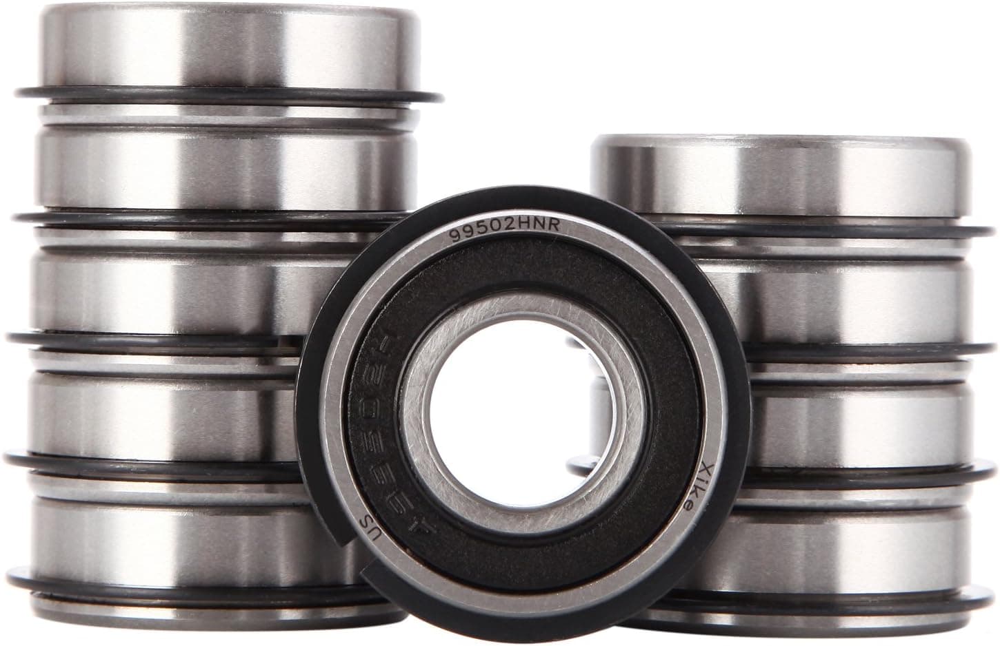 XiKe 10 Pack 99502HNR Bearing ID 5/8" x OD 1-3/8" x Width 7/16", Replacement for Go Kart, Mini Bikes and Lawn Mowe Wheel Hub Etc, Double Seal, Snap Ring and Pre-Lubricated.