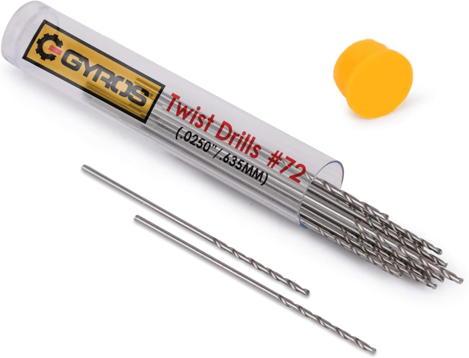 Gyros Micro Drill Bit Set of 12#72 Drill Bits–Small Drill Bits for Jewelry, Plastic and Soft Metal–Mini Twist Drill Bit Set for Pin Vise Hand Drill, Rotary Tool - Carbon Steel Wire Gauge Drill Bits