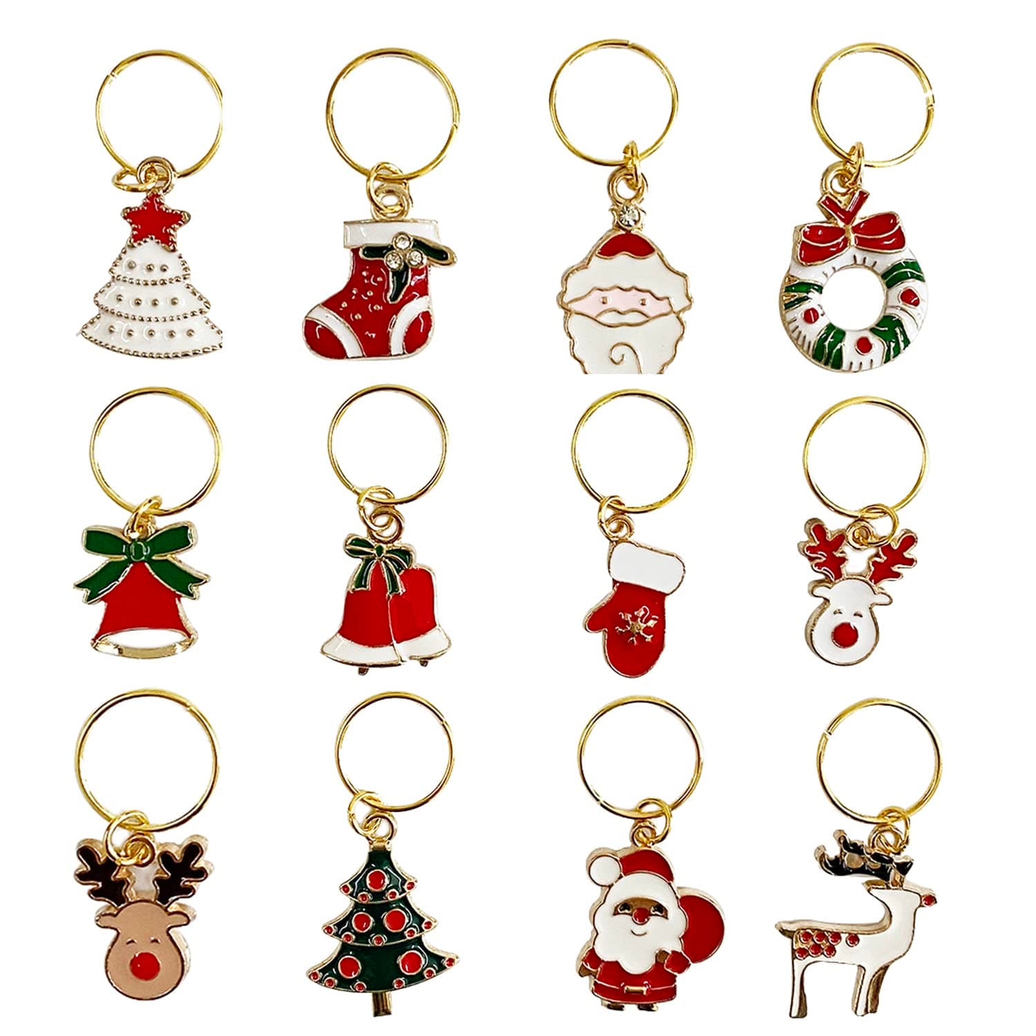 6Pcs Hair Jewelry for Braids Dreadlock Accessories Loc Jewelry for Hair Charms Wire Dread Loc Braid Coils Hair Decorations for Women (12Pcs Christmas pendants)