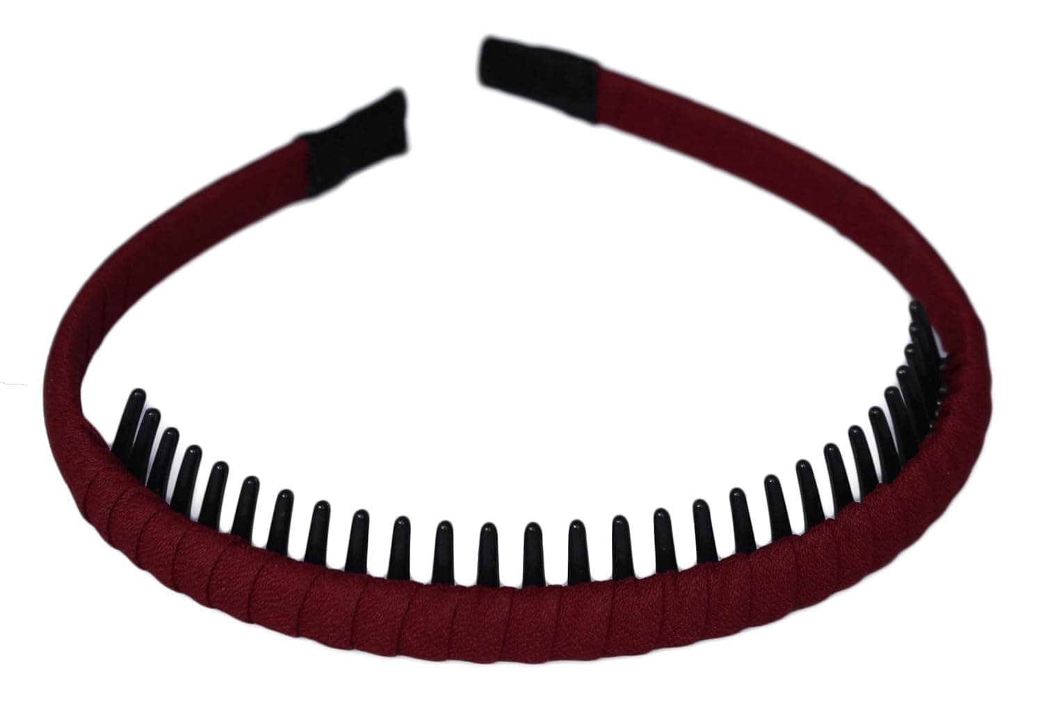 Headband with Teeth wrapped in silk ribbon (Maroon)