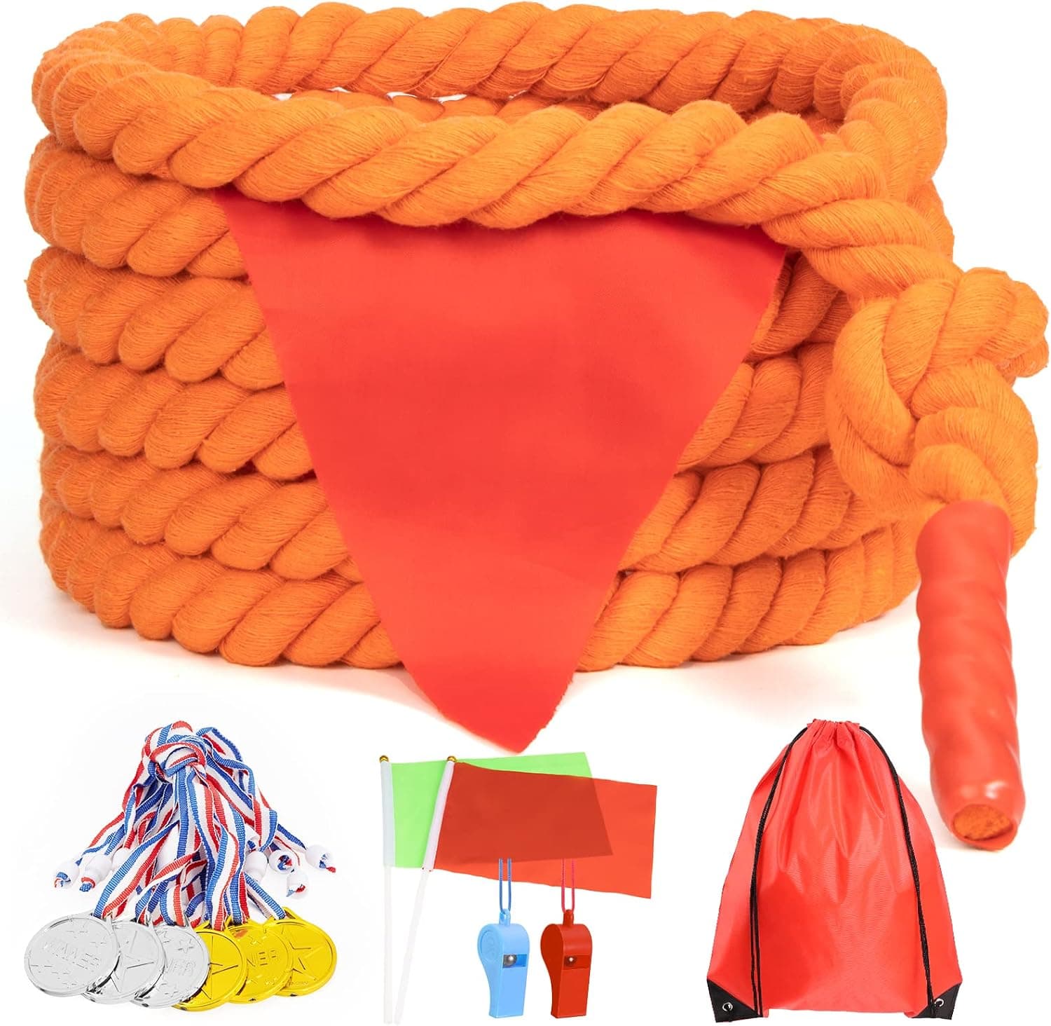 Ayfjovs Tug of War Rope for Kids and Adults, Natural Twisted Cotton Rope for Field Day Family Reunion Birthday Party Games, Outdoor Camping Picnic Games and Summer Backyard Carnival Games