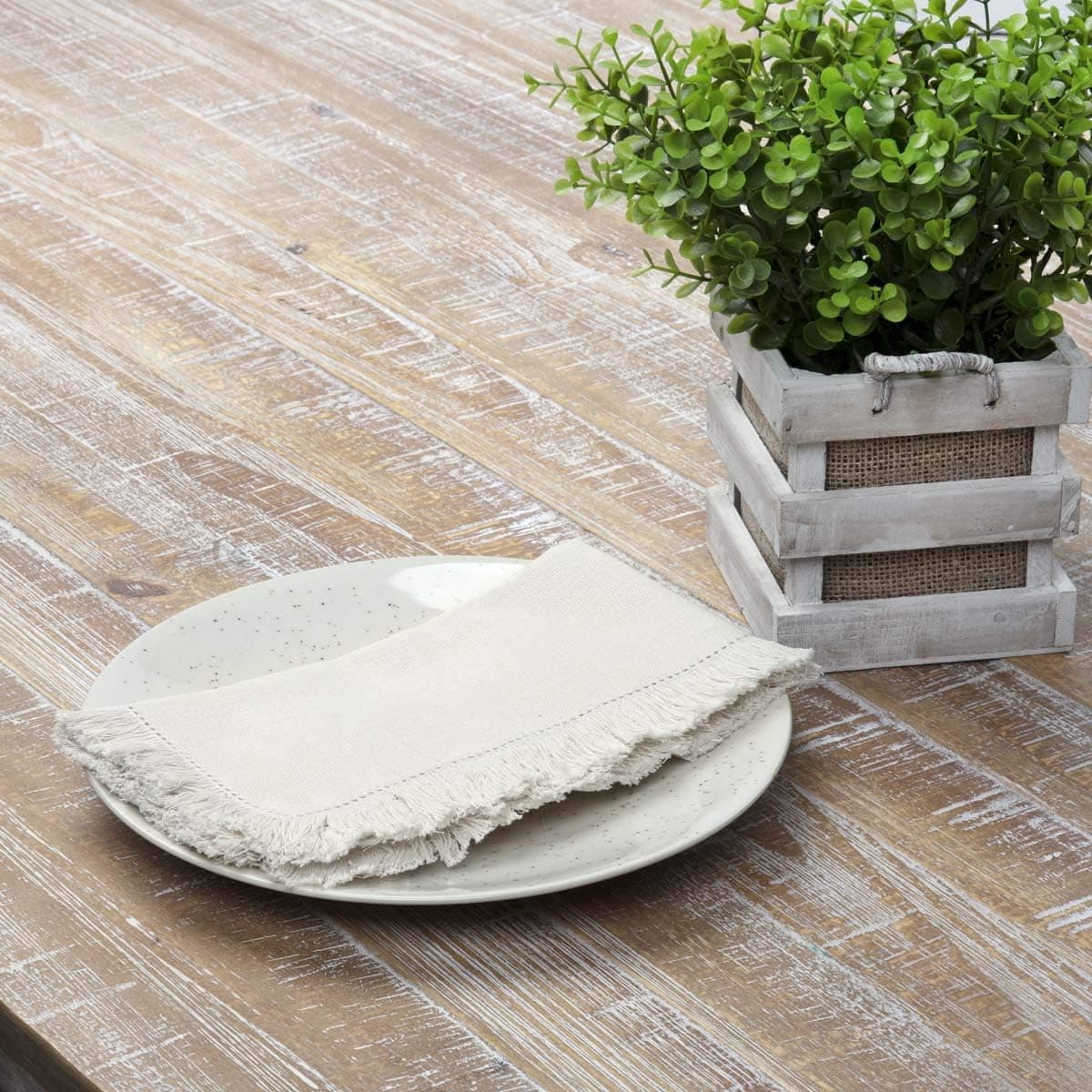 VHC Brands Farmhouse Tabletop & Kitchen-Haven Napkin Set of 6, Oatmeal Tan