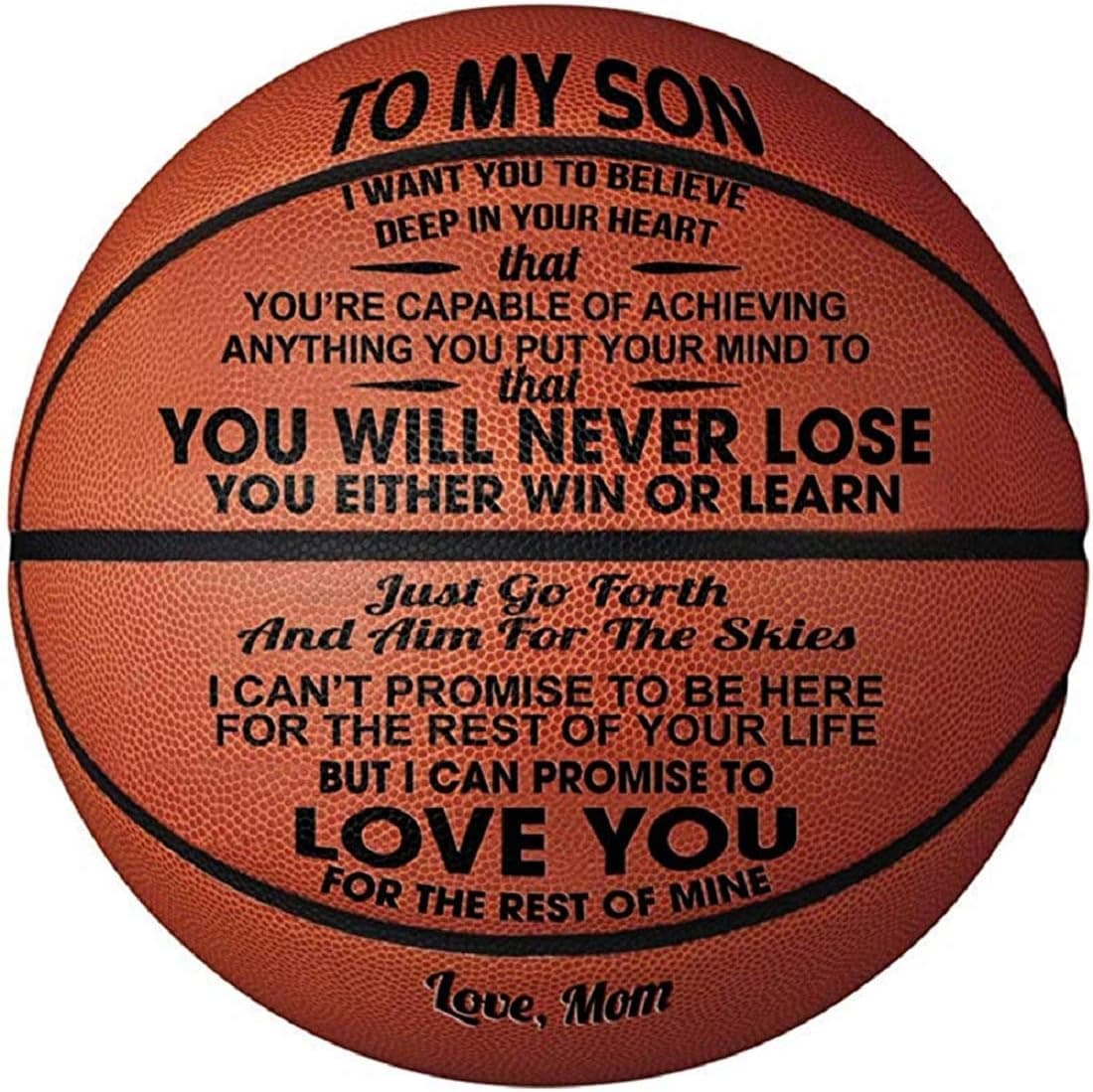 Engraved Outdoor Basketball Gifts, Custom 29.5" Basketball Birthday Graduation Back to School Gifts for Son Daughter Grandson Nephew - You are Capable of Achieving Anything You Put Your Mind to