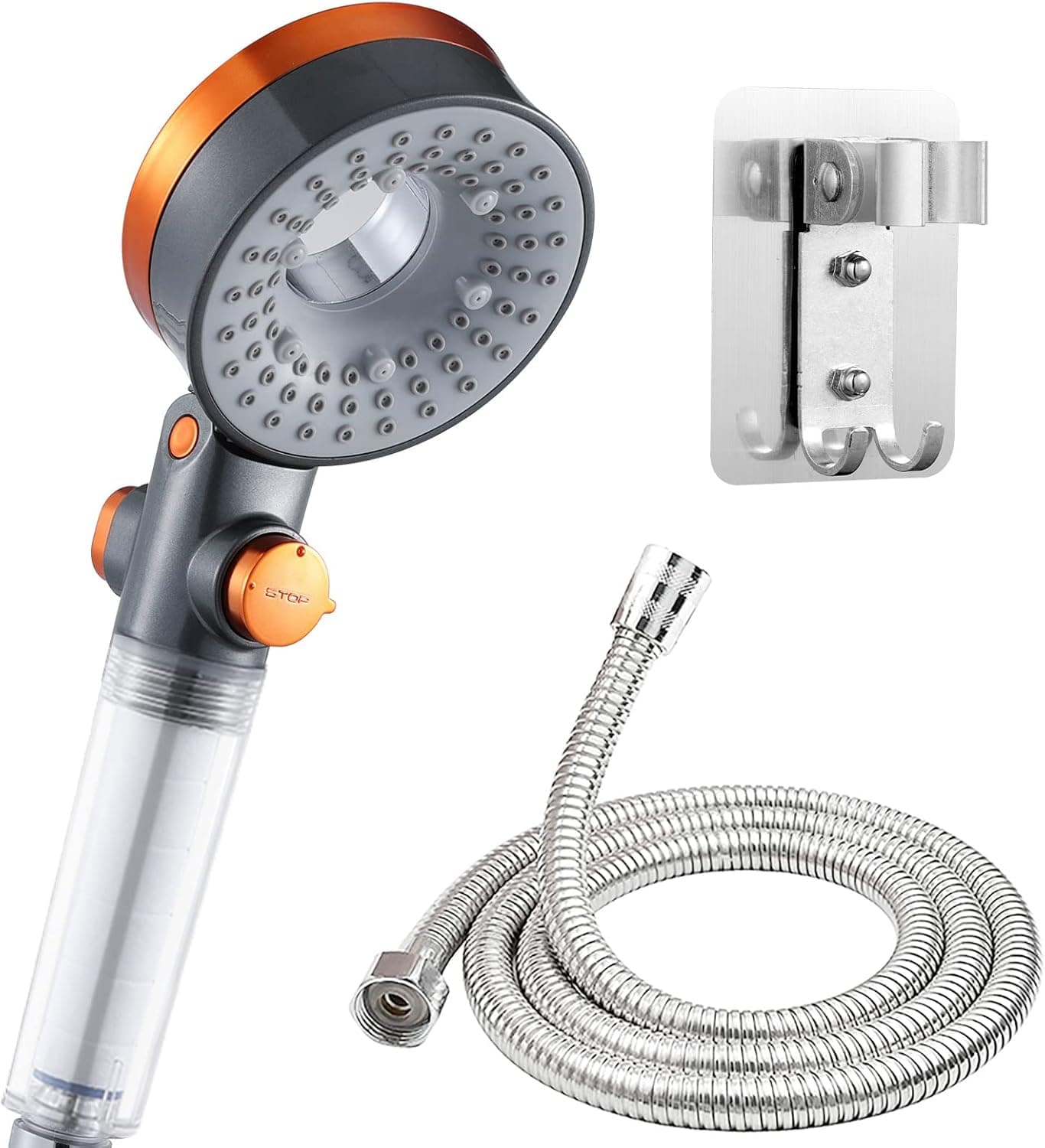 ZCQQ Two-sided water filter shower head High Pressure Handheld with Powerful Shower Spray against Low Pressure Water Supply Pipeline, Multi-functions ,Chrome Finish (Two-sided water filter shower set)
