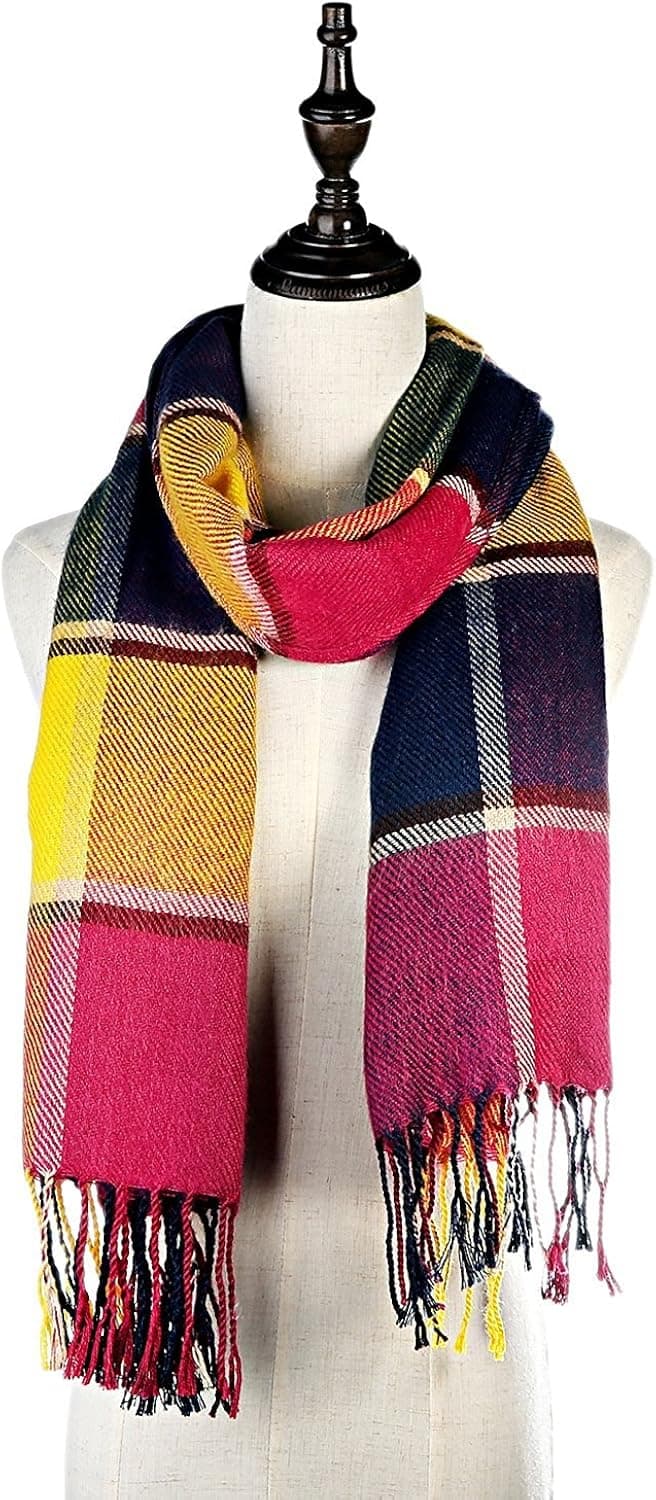 Lamamamas Plaid Blanket Scarf Cozy Tartan Wrap Shawl Scarfs for Women