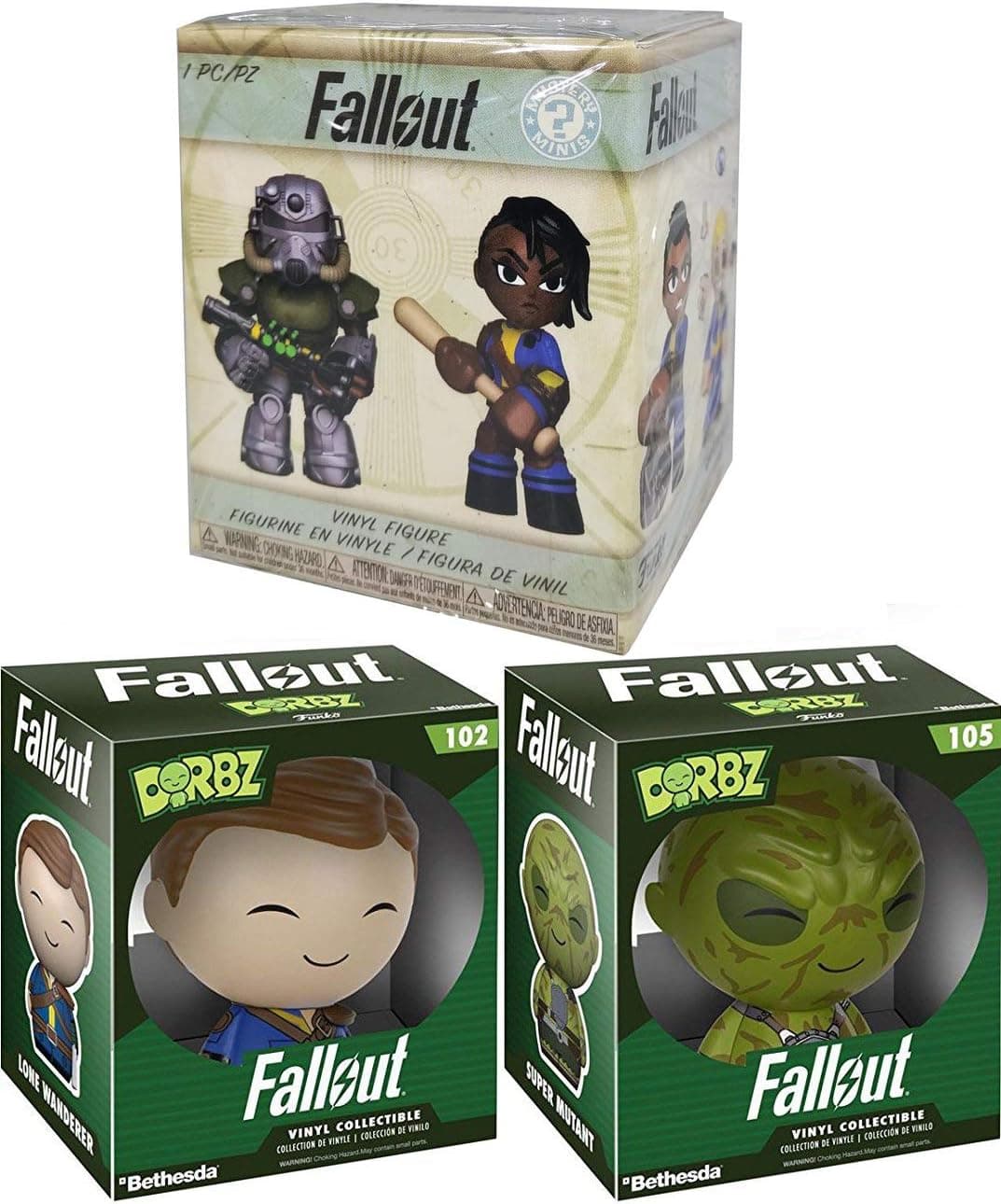 Funko Dwellers Fallout Games Dorbz Lone Male Wanderer Action Figure #102 Bundled with + Super Mutant #105 + Mystery Minis Vinyl Blind Box Character 3-Pack