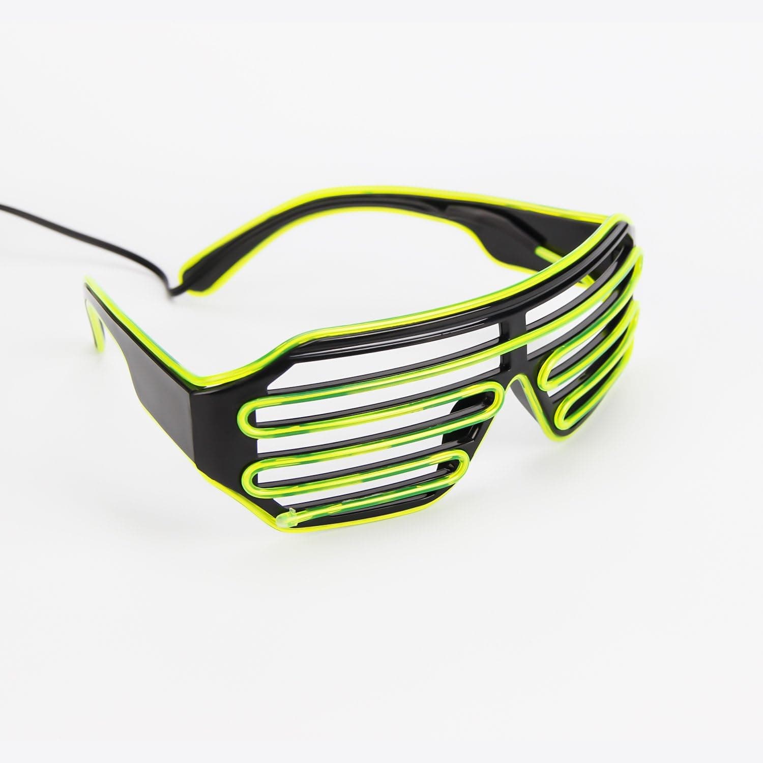 YinStore LED Light Up Glasses Glowing Glasses EL Wire Neon Glasses for Halloween Disco Bar Glowing Party Mask Decor Sunglasses for 80s, EDM (Lemon Green)