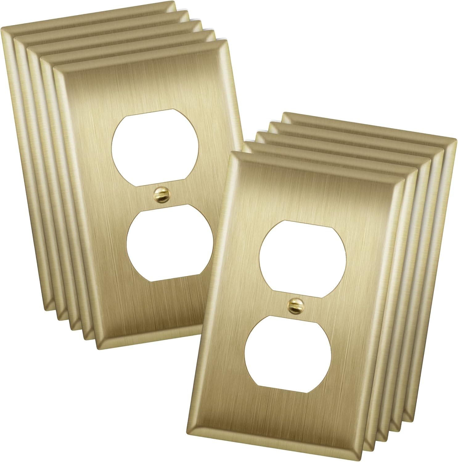 ENERLITES Toggle Light Switch Metal Wall Plate, Stainless Steel 201, Corrosion Resistant, Size 1-Gang 4.50" x 2.76", 7721-BB-10PCS, Brushed Brass, Gold (10 Pack)
