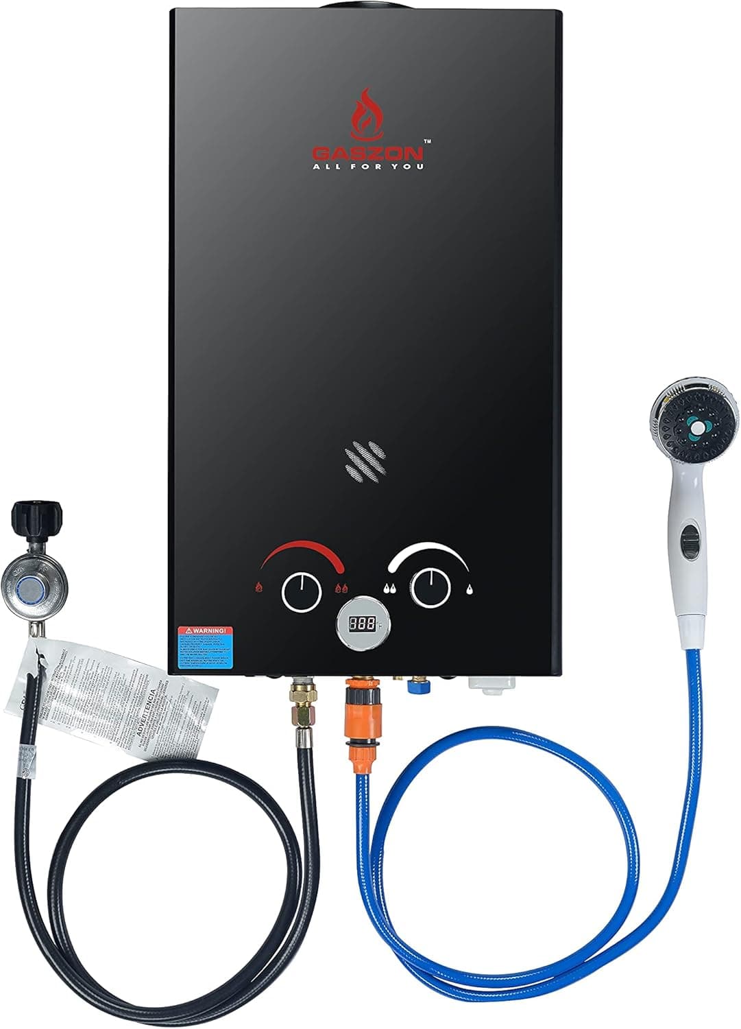 GASZON 2.64 GPM Portable Propane Water Heater,Tankless Propane Gas Water Heater with Digital Display,On Demand Hot Gas Water Heater for Campings,Road Trips, Black, BLACK, 790*395*250mm(GB264B)
