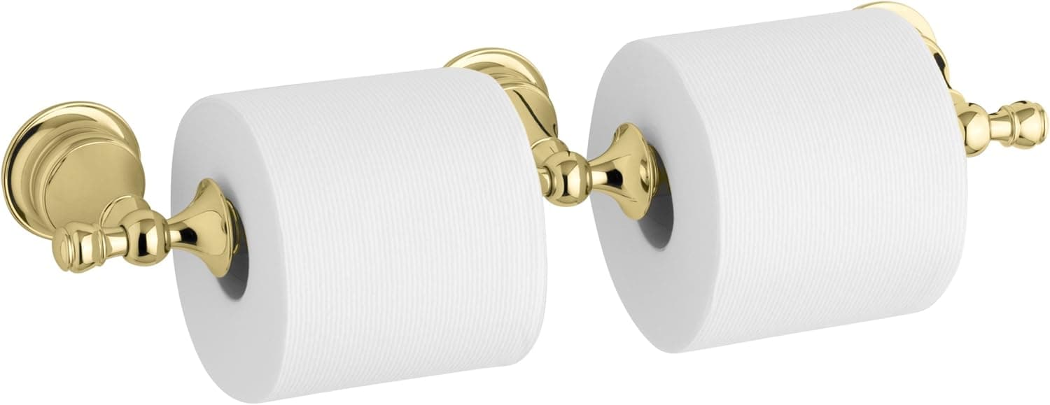 KOHLER K-16152-PB Revival Double Toilet Tissue Holder, Vibrant Polished Brass