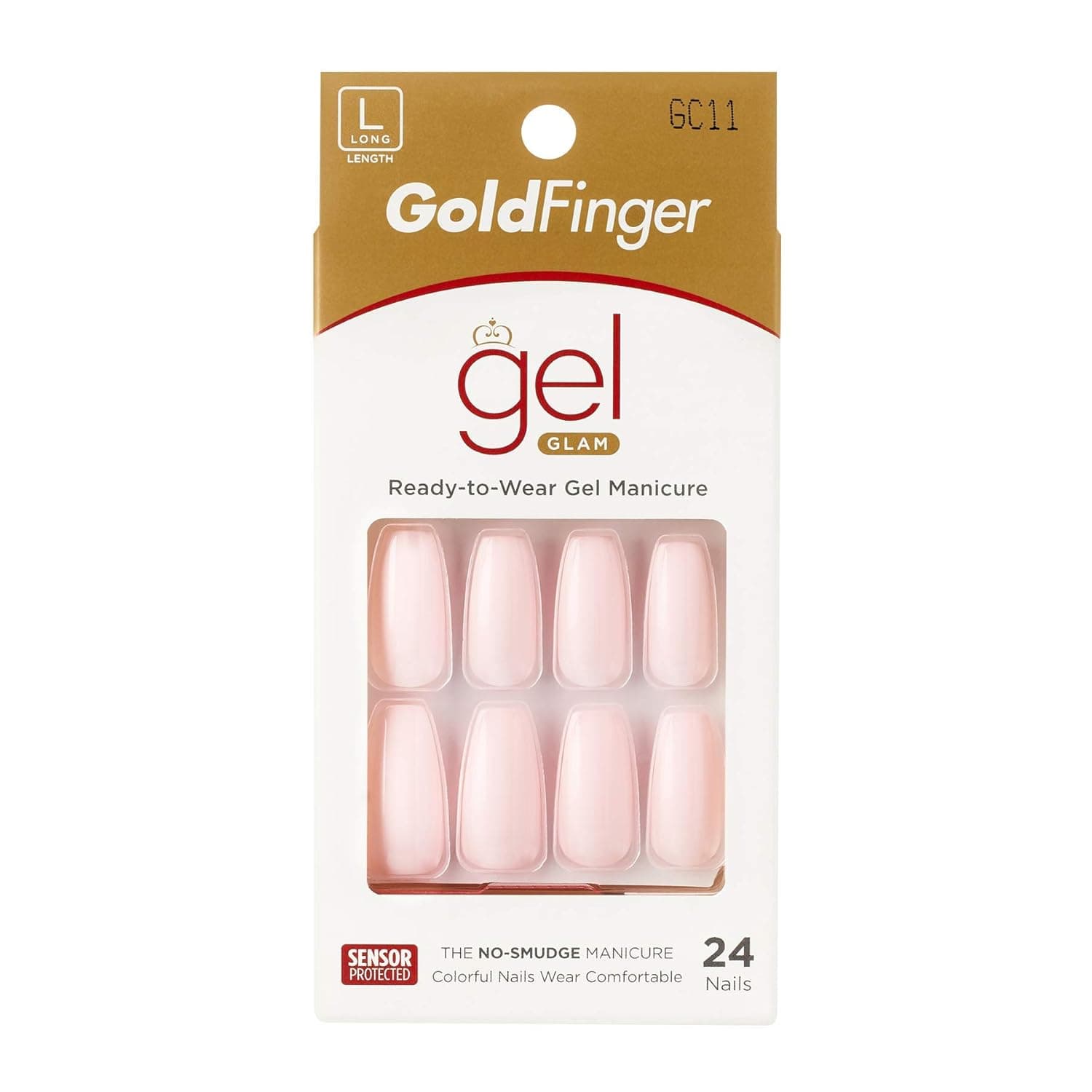 GoldFinger Gel Glam Design Nail Full Cover False Nails Manicure Long Fake Nails with Glue