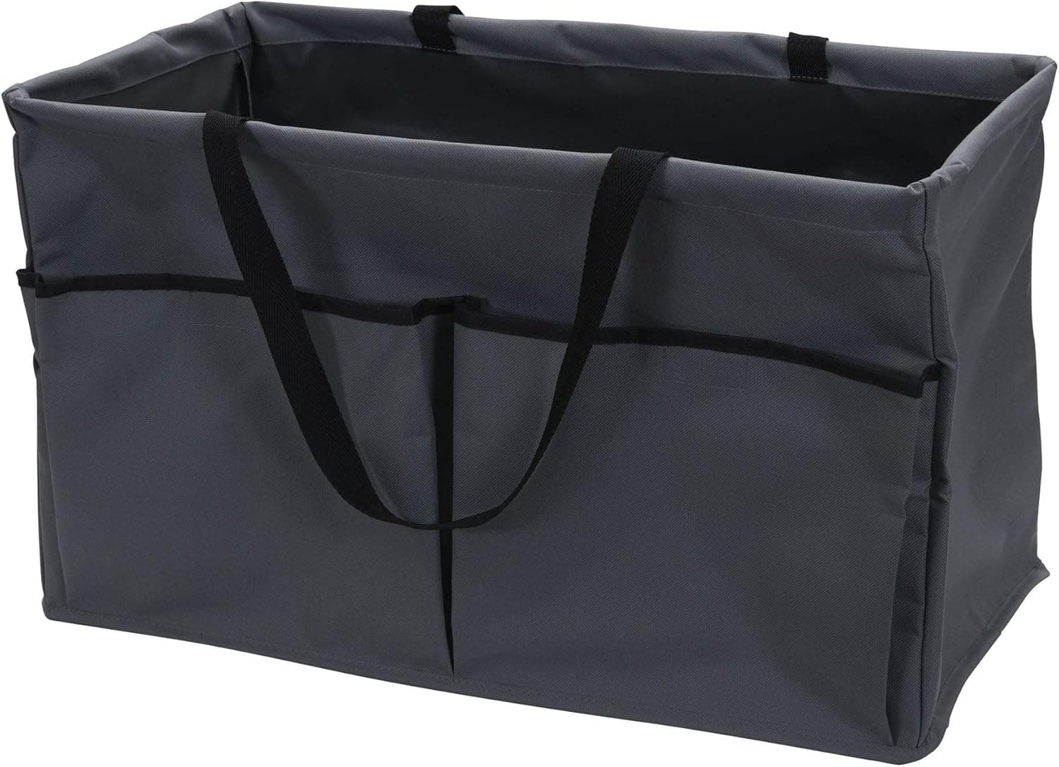 Household Essentials Grey Krush Canvas Utility Tote with Pockets | Reusable Grocery Shopping Bag, Large