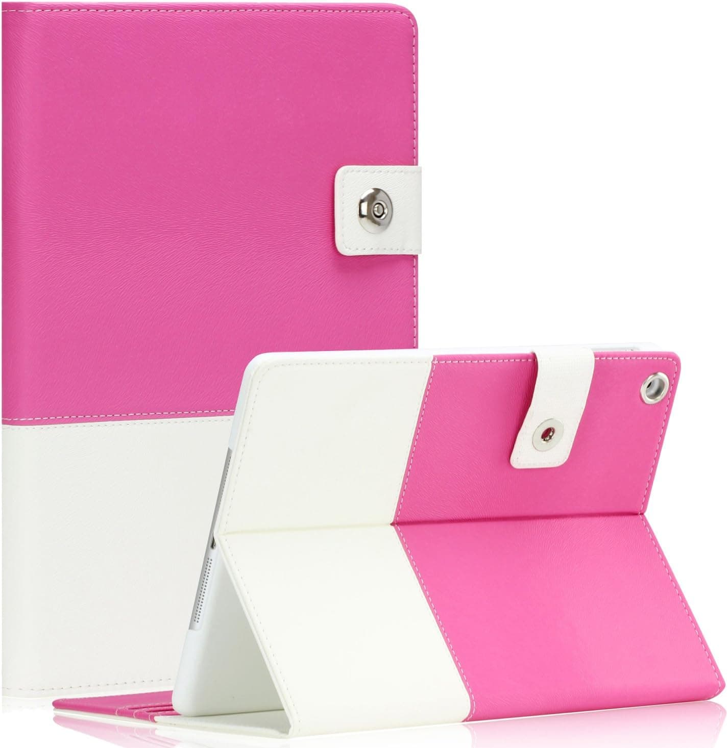 iPad Mini 4 Case, SAWE Hybrid Leather Folio Case Cover for Apple iPad Mini 4 with Built-in Stand & Card Slots Auto Wake/Sleep Smart Cover (Hot Pink Hybrid)