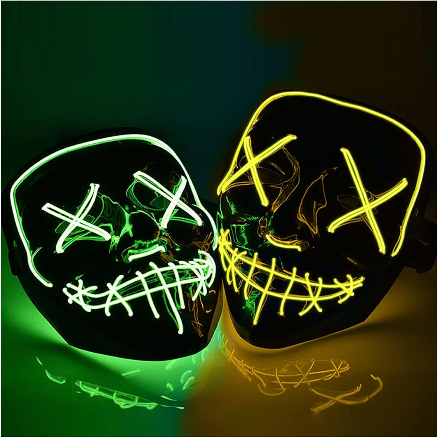 LED Purge Mask Light Up Mask with 3 Lighting Modes Halloween Scary Mask for Halloween Cosplay Party
