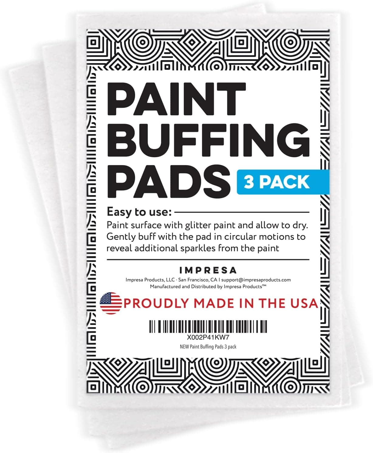 [3 Pack] XL Paint Buffing Pads for Glitter Wall Paint - for use with Glitter Paint Additives (4” x 6”) Made in the USA