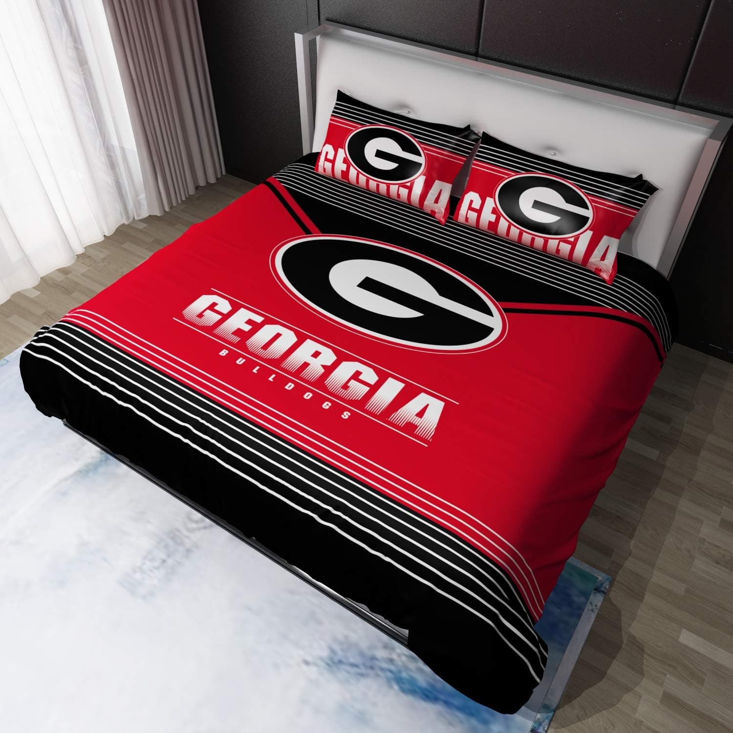 PUGEE University Team 3pcs Queen Size Sheets Bedding Set,1 Duvet Quilt Cover and 2 Pillowcases, 86 x 86 inches