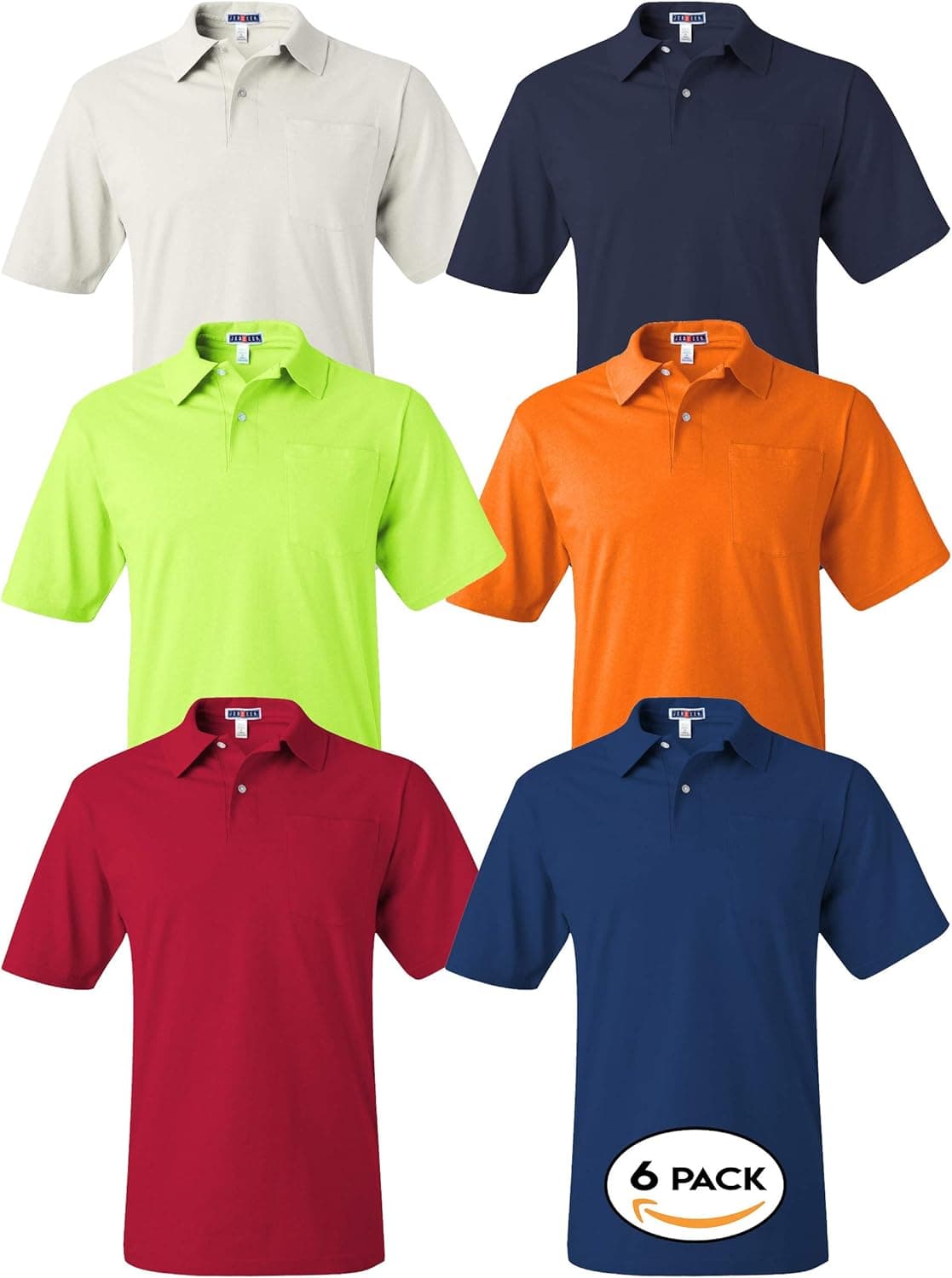 Tee Miracle Multipack 436MPR Bundle Men Bulk Short Sleeve Sport Polo T-Shirt with Pocket 3, 6, 10 Pack