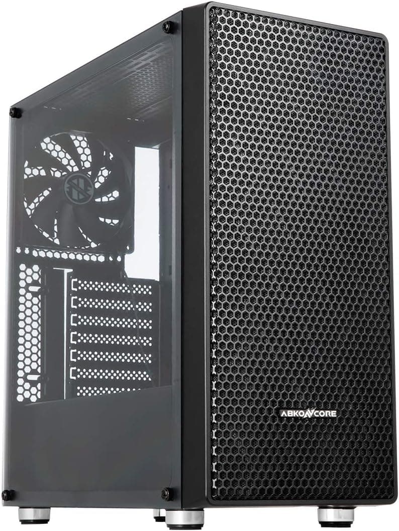 ABKONCORE C650 ATX Mid-Tower PC Gaming Case, Magnetic Dust Filter, Full Transparent Acrylic Side Panel, Water-Cooling Ready, with One 140mm Pre-Installed Fan