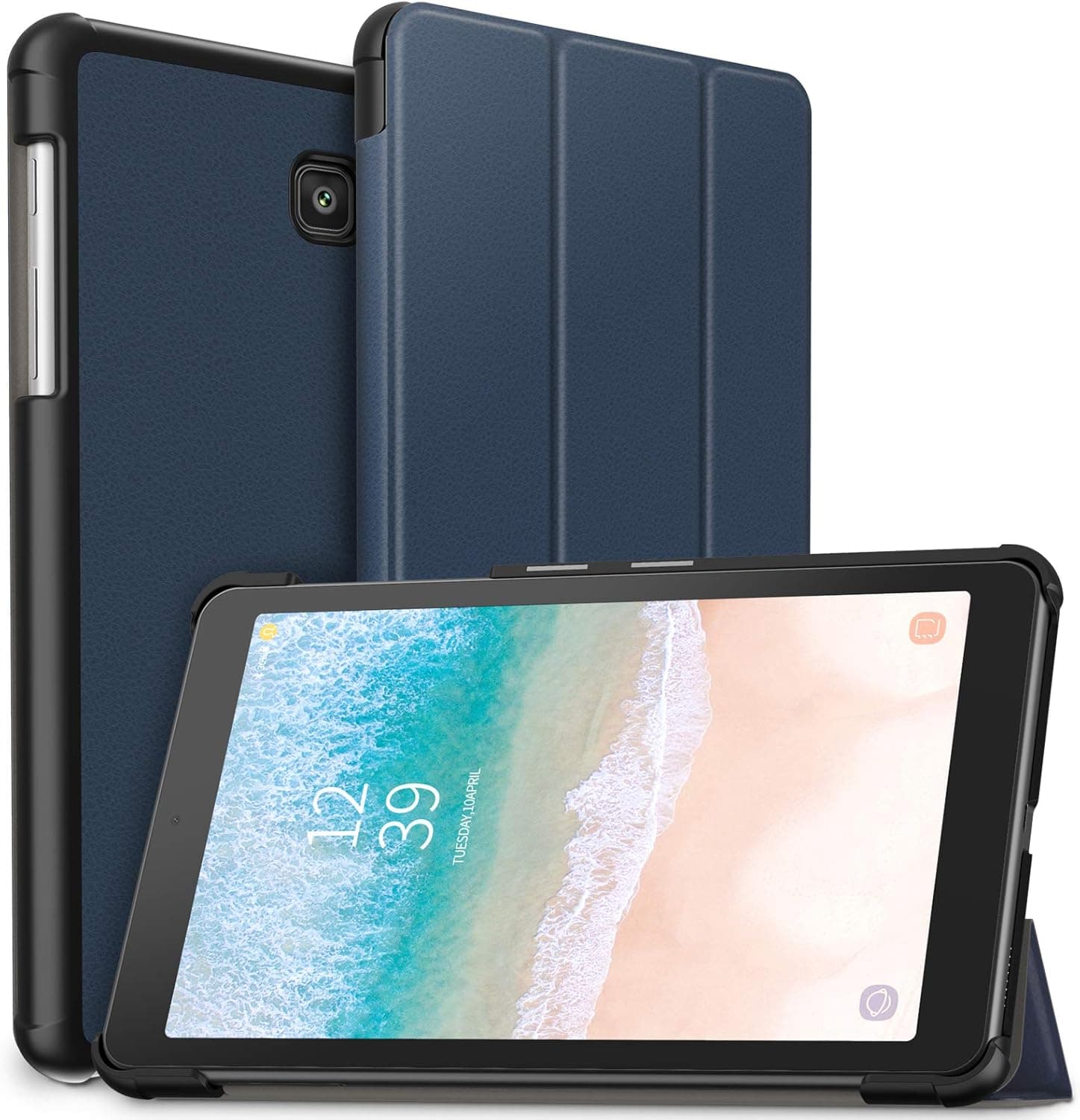 Infiland Galaxy Tab A 8.0 2018 Case, Slim Tri-Fold Shell Case Cover Compatible with Samsung Galaxy Tab A 8 Inch 2018 Release Model T387 Tablet Verizon/Sprint/T-Mobile/AT&T, Navy