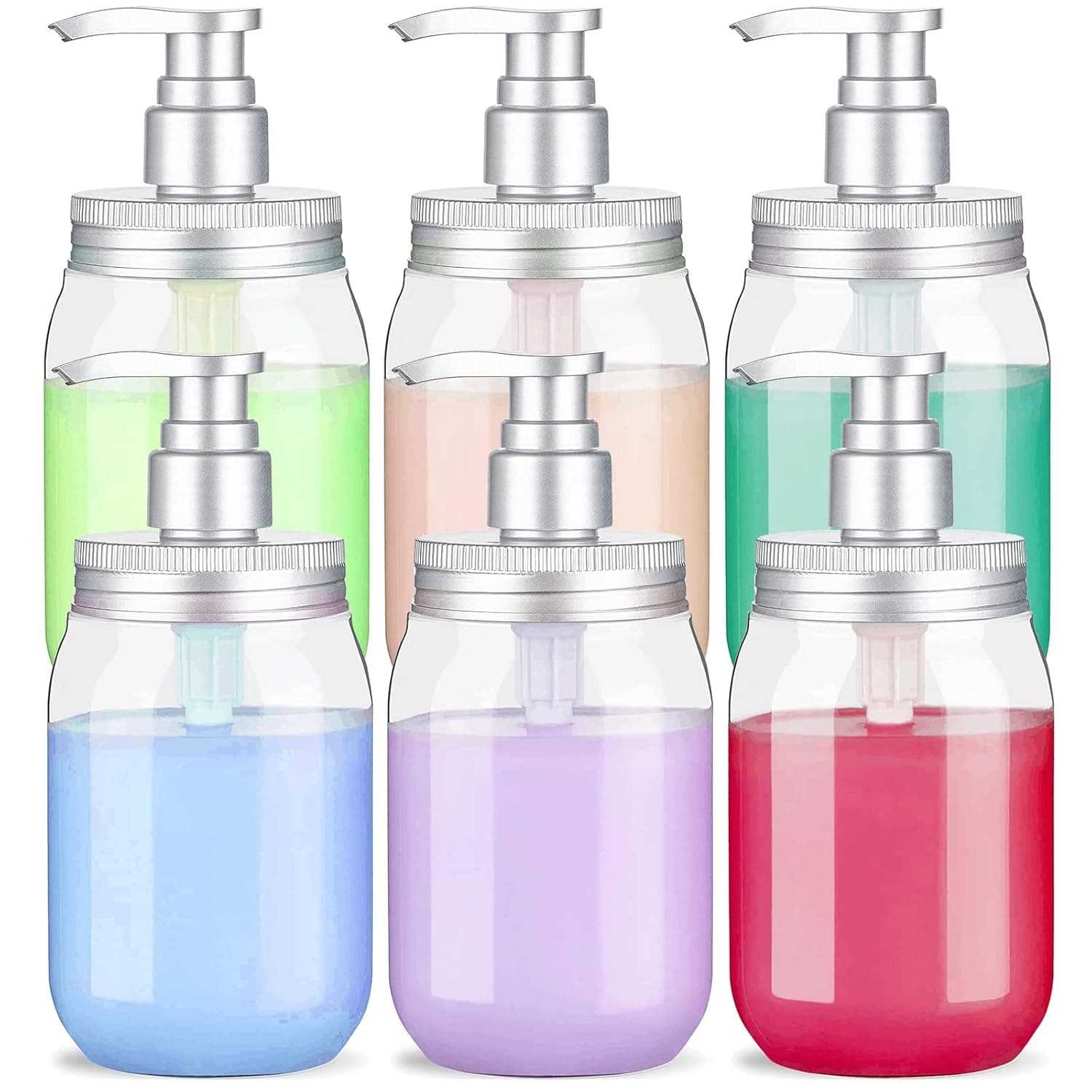 Yesland 6 Pack Pump Bottles Dispenser - 16 Oz Plastic Lotion Dispenser Containers with Pump for Shampoo, Lotion, Liquid Soap, Face Cream and Moisturizer - BPA Free