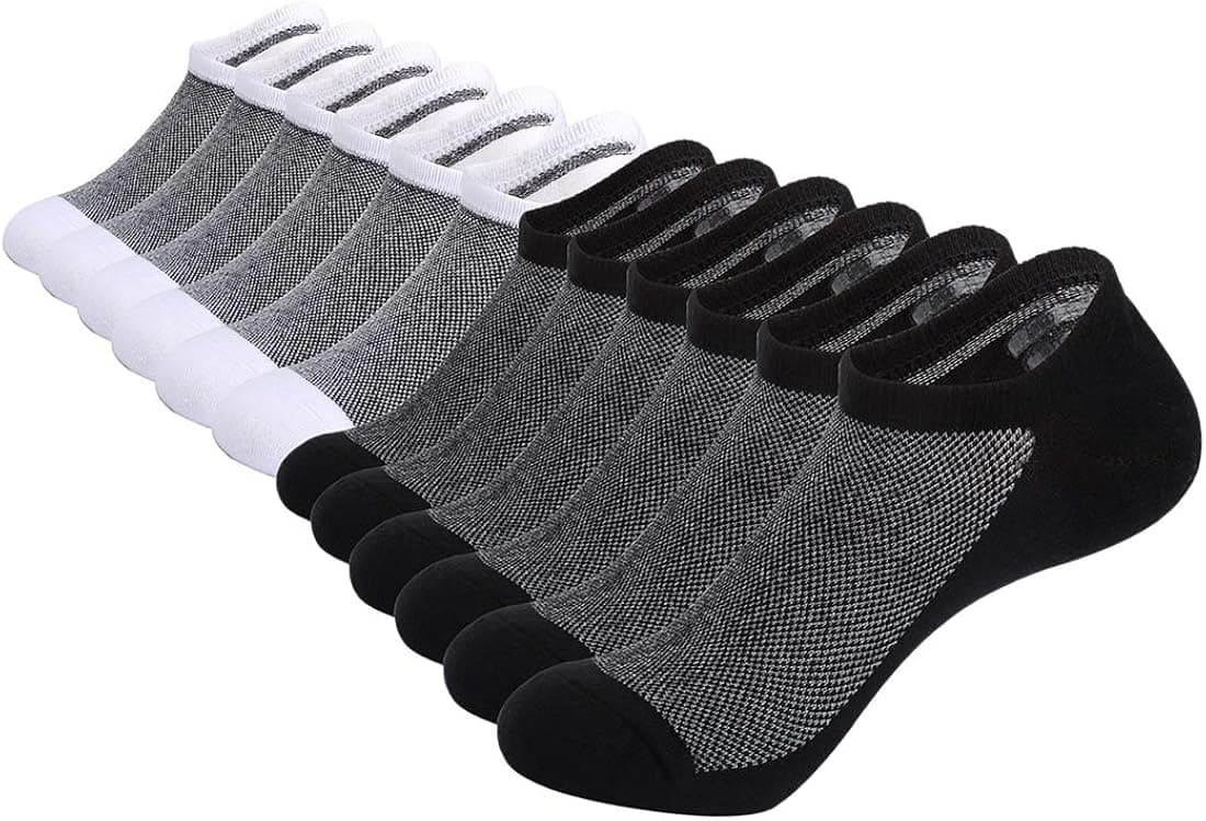 Robesbon Low Cut No Show Socks Mens Casual Invisible Cotton Non-Slip Socks 6 Pairs/12 Pack (Shoe Size 6-9/10-12)
