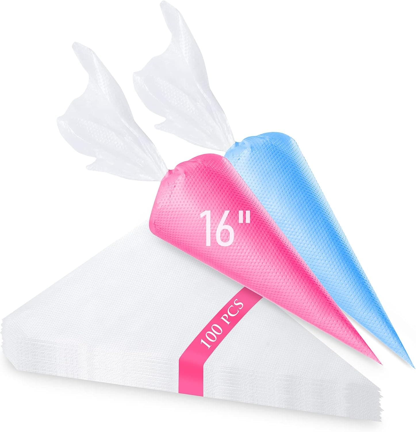 Tamodan Piping Bags 100PCS & 16 Inches Tipless Piping Bags, Extra Thick Pastry Bags Disposable, Non-Slip Icing Piping Bags Disposable Design, Cake Decorating Bags Easy to Squeeze the Icing Cream.