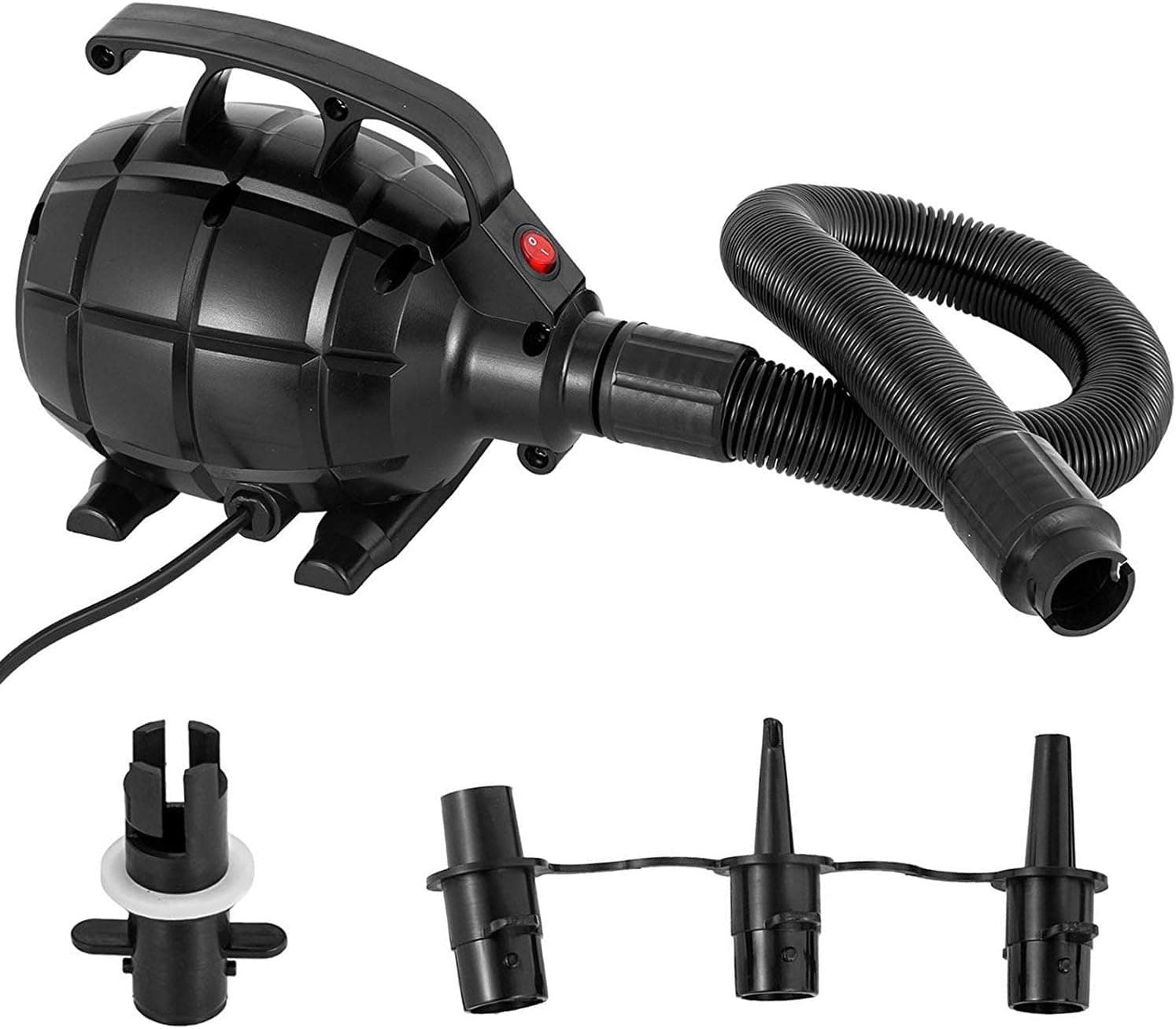 Happybuy Air Track Pump Electric Air Pump High Power Air Pump Inflator Deflator for Tumbling Mats Inflatable Raft Bed Boat Pool Yoga Ball Swimming Ring with 4 Nozzles