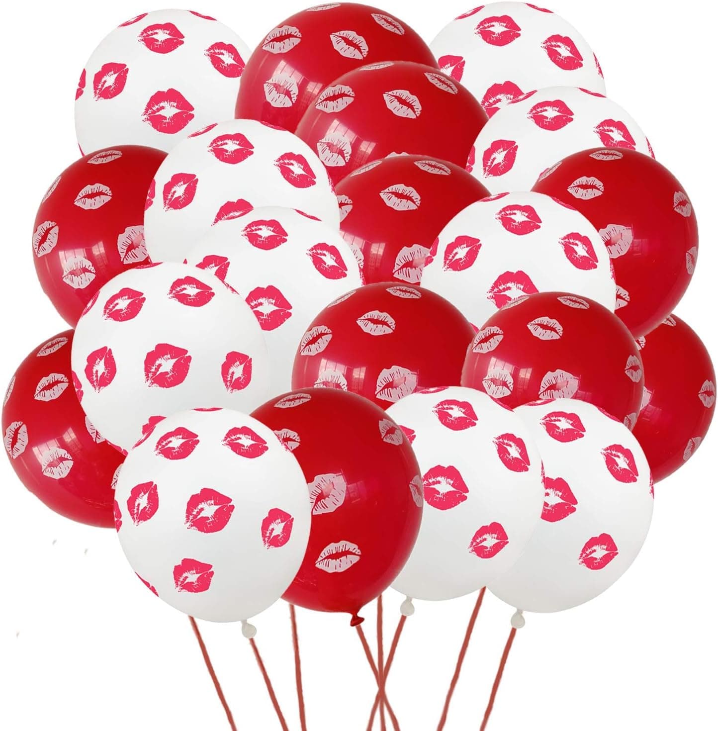 Valentines Day Balloons 20PCS Red and White Kiss Lip Latex Balloons Party Supplies Decorations Anniversary Commemorative Festival Emotional Party Holiday Wedding Birthday Party Favors Romantic Festival Party