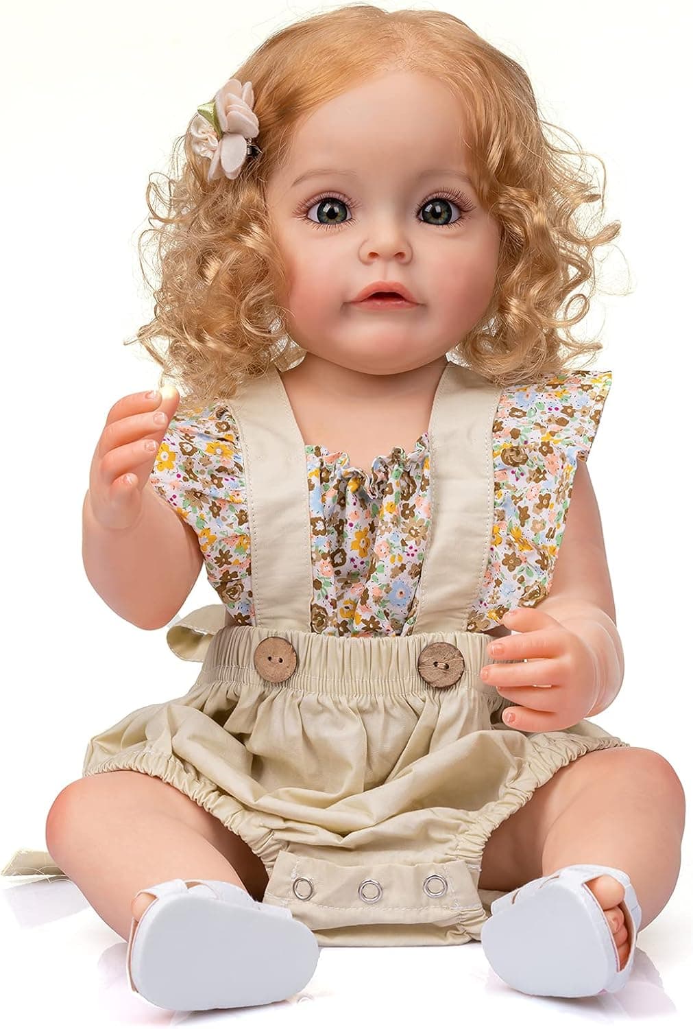 Anano 22 Inch Full Body Silicone Reborn Baby Toddler Girl Princess SueSue Handpaint Rooted Hair Waterproof Toy for Girls