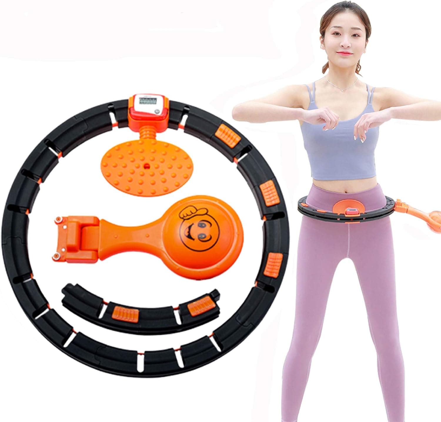 Smart Hoola Hoop, 360 ° Rotating Fat Burning, Thin Waist Slimming Hoola Hoop for Adults. Hoola Hoop Kit.with Colorful LED Lights Setting and Smart Counter,Adjustable Waist Belt