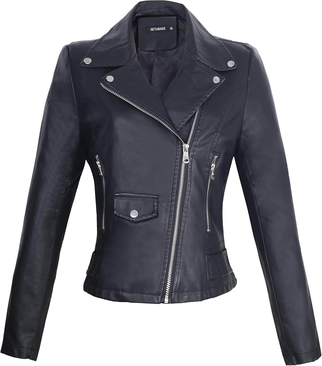 GETUBACK Vintage Women's Slim Biker Motorcycle PU Leather Zipper Jacket Punk Rock