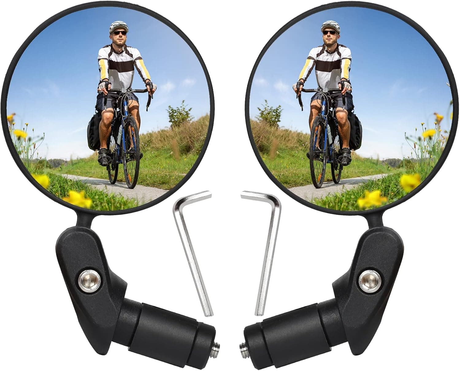 2022 NEW Bike Mirrors for Handlebars 2 Pack,Upgrade Premium Material Bike Bar End Mirror,360° Rotation HD Convex Bike Rear View Mirror,Bicycle Mirrors for Electric bike,MTB,Road Bike