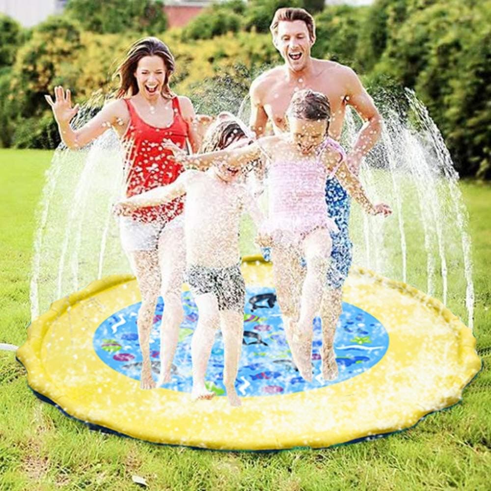 SOWOW Splash Play Mat Outdoor Water Play Sprinklers,Summer Fun Backyard Play for Infant and Kids,Sprinklers for Outside,Splash Pad for Toddler,Baby Pool 60" Water Toys Gifts for 1 2 3 4 5 Years Old