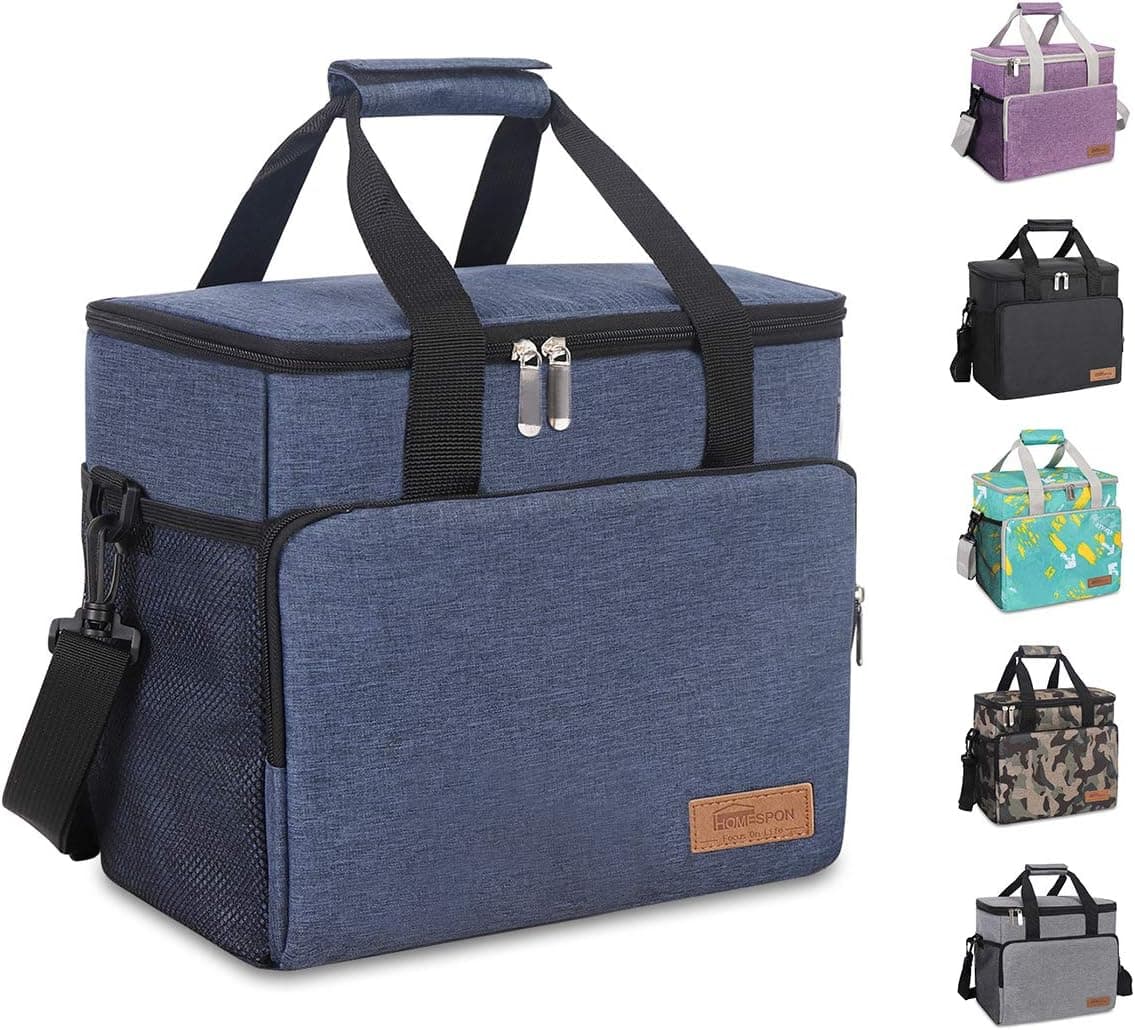 Insulated Lunch Bag Cooler Totes Reusable Leakproof Thermos Bento Drinks Holder Container for Picnic Hiking Beach Fishing -17L(Blue)
