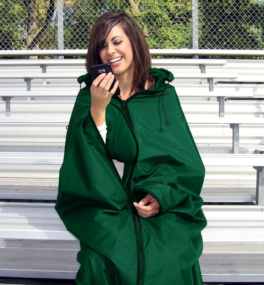 Ultimate Sports Wrap - Hooded Stadium Blanket with Zippers - Waterproof - 70"x 58"