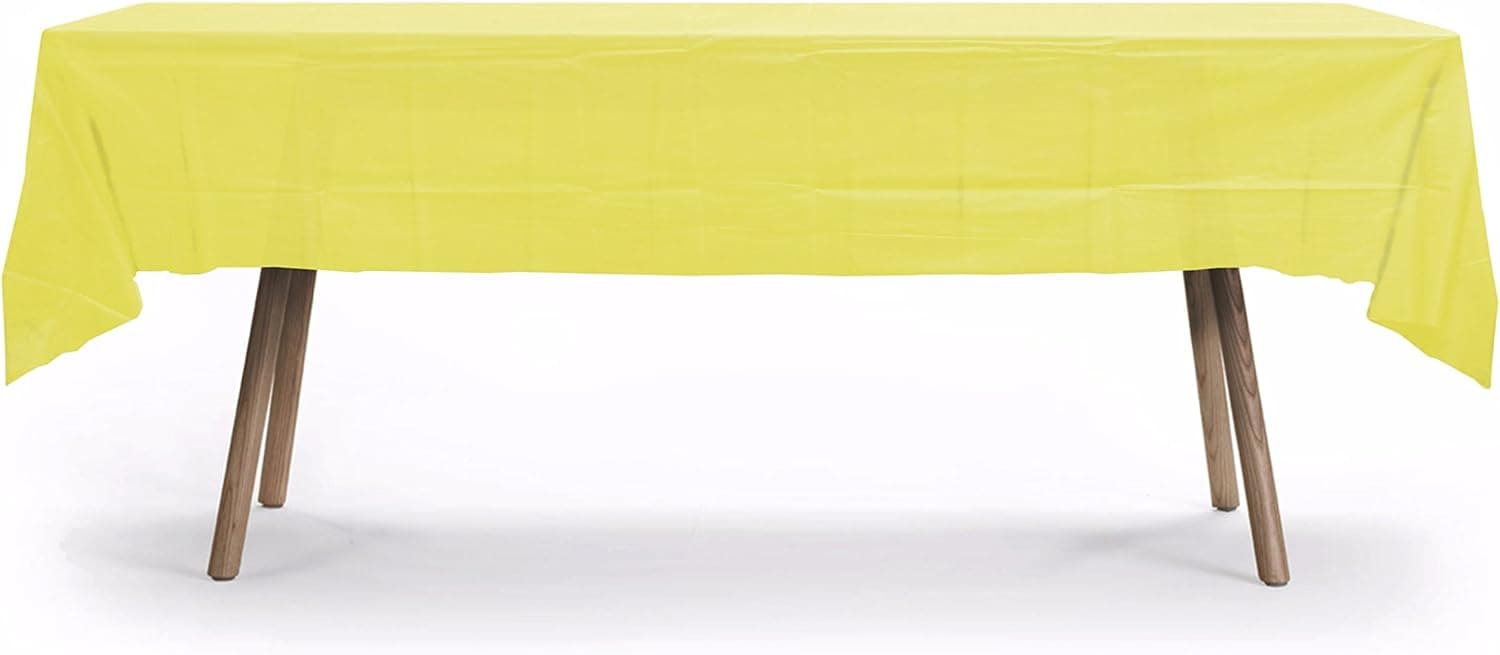 Gift Expressions 6 CT Premuim 54x108 inch Rectangle Plastic Tablecloth Waterproof Disposable Party Event Decoration Heavy Duty Table Cover(Yellow)