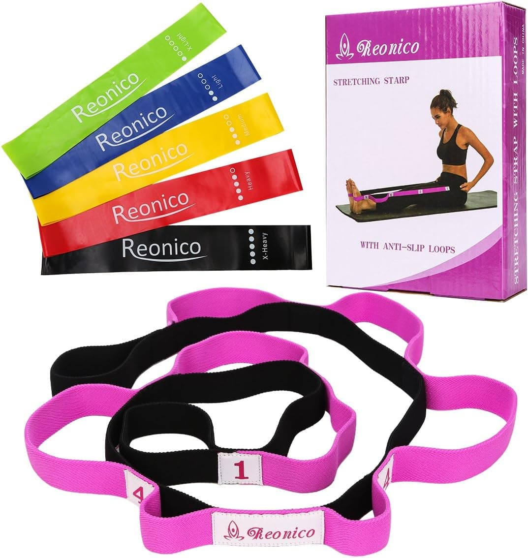 Emopavy Resistance Bands (Set of 5) Exercise Bands for Stretching Physical Therapy and Discs Core Sliders (Set of 2) Dual-Sided Design Work Smoothly on Any Surface Ab Workout Discs